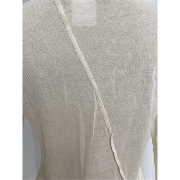 Liviana Conti Long Sleeve Top Blouse Silk Cotton Ivory V neck Knit Button M - Picture 7 of 9